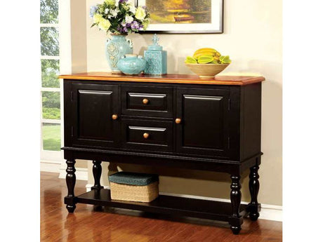Mayville Black/Antique Oak Server - Ornate Home