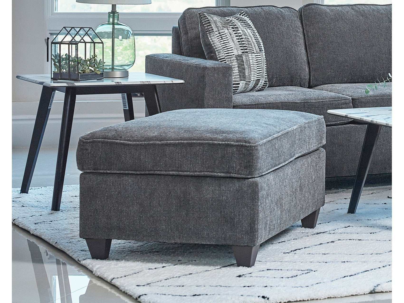 Mccord Dark Grey Ottoman - Ornate Home