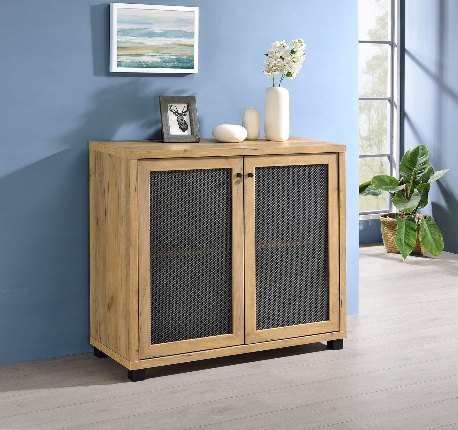 Mchale Golden Oak Accent Cabinet - Ornate Home