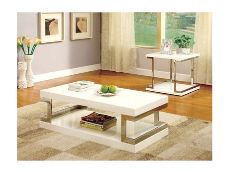 Meda White/Chrome End Table - Ornate Home