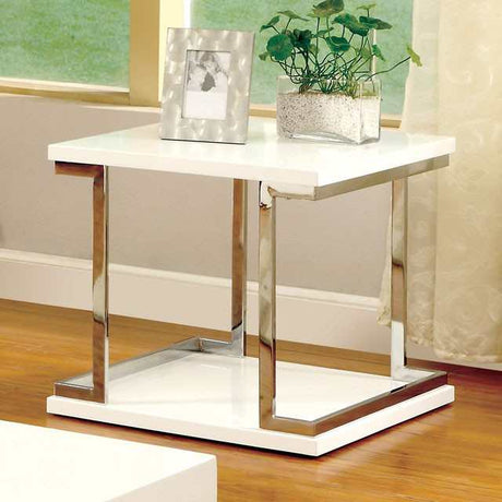 Meda White/Chrome End Table - Ornate Home