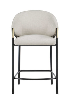 Meera Beige & Glossy Black Counter Height Stools (Set of 2) - Ornate Home