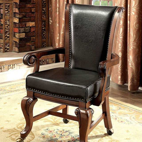 Melina Brown Cherry/Black Arm Chair - Ornate Home