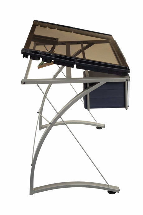 Melo Champagne Drafting Desk w/ 3 Drawer - Ornate Home