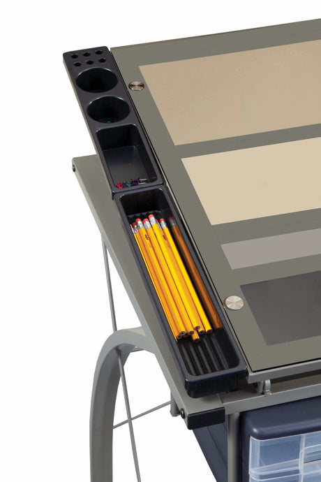 Melo Champagne Drafting Desk w/ 3 Drawer - Ornate Home