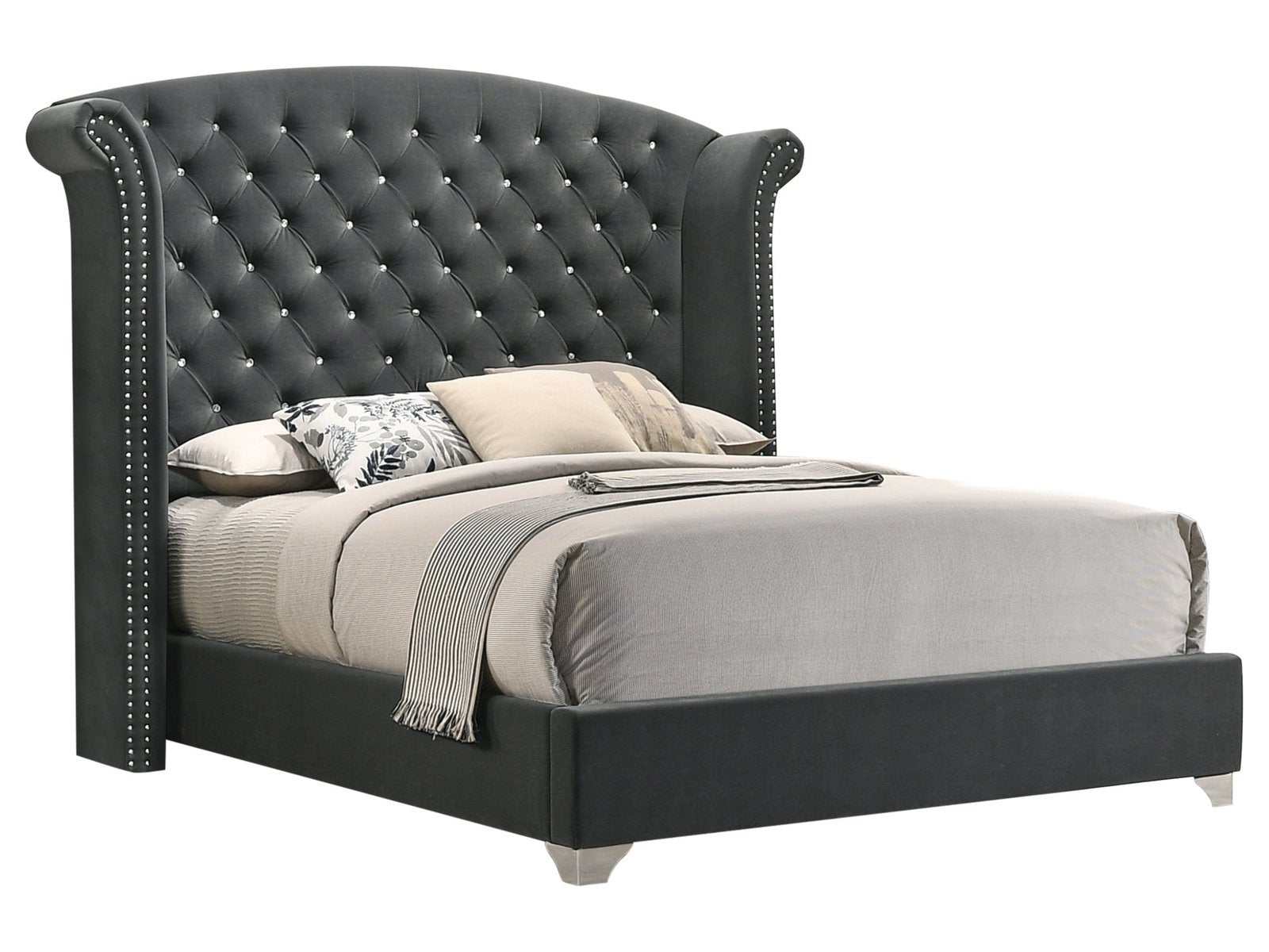 Melody Grey Eastern King Bed - Ornate Home