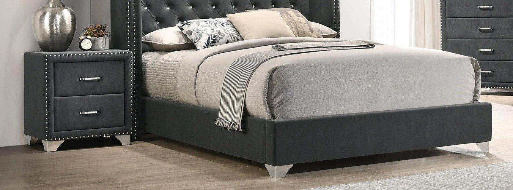 Melody Grey Eastern King Bed - Ornate Home