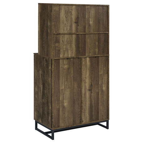 Mendoza Rustic Oak Herringbone Bar Cabinet - Ornate Home