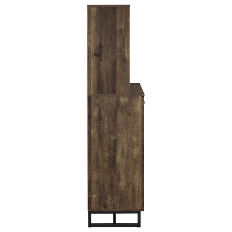Mendoza Rustic Oak Herringbone Bar Cabinet - Ornate Home