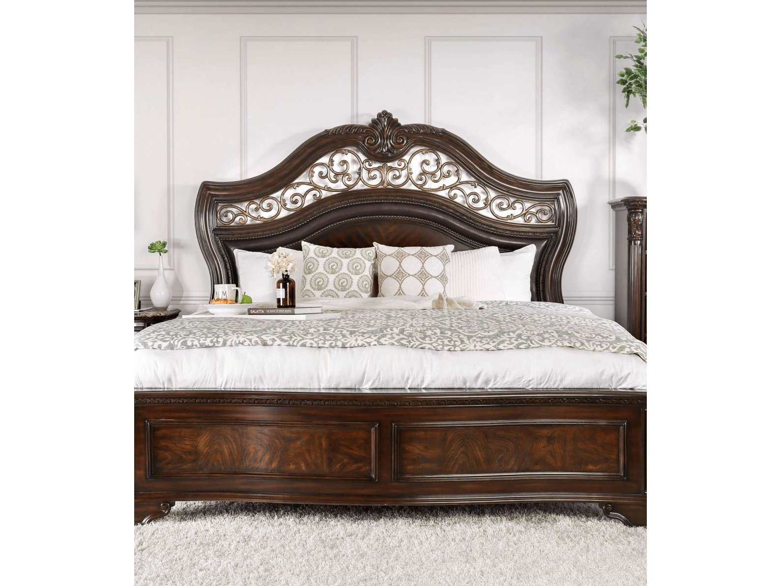 Menodora Brown Cherry Queen Bed - Ornate Home