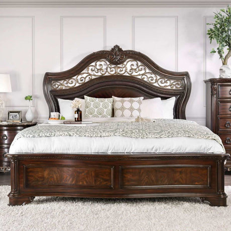 Menodora Brown Cherry Queen Bed - Ornate Home