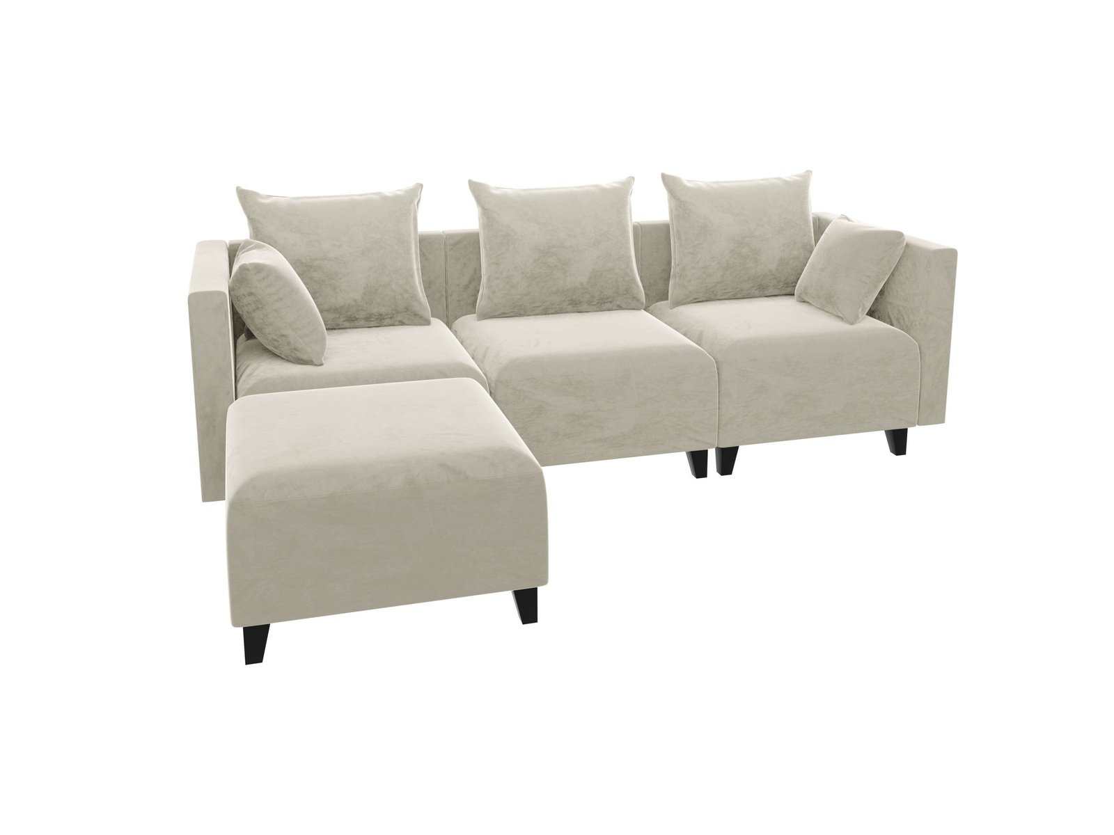 Merced Luxe Velvet L-Shaped Sectional Sofa Beige - Ornate Home