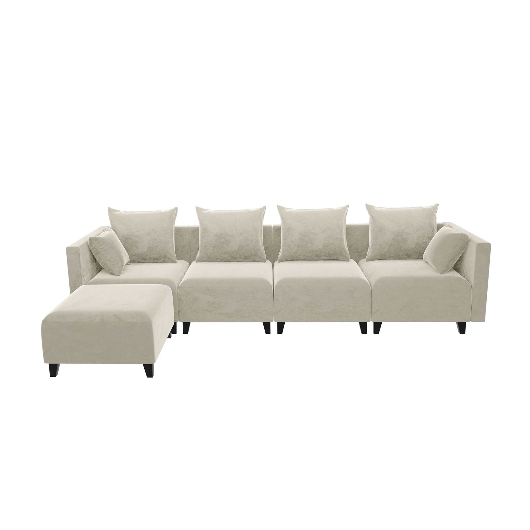 Merced Luxe Velvet L-Shaped Sectional Sofa Beige - Ornate Home