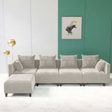 Merced Luxe Velvet L-Shaped Sectional Sofa Beige - Ornate Home