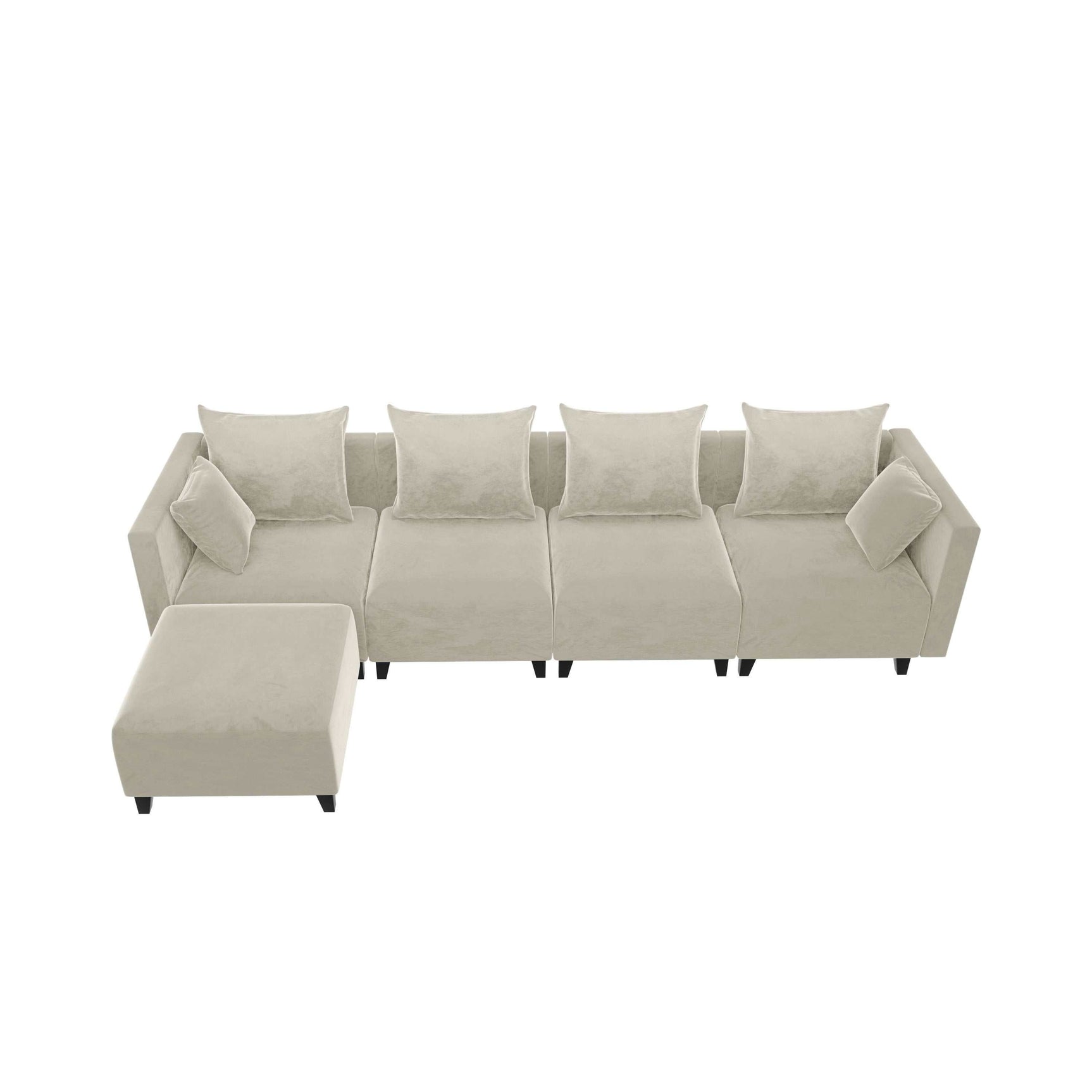 Merced Luxe Velvet L-Shaped Sectional Sofa Beige - Ornate Home