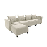 Merced Luxe Velvet L-Shaped Sectional Sofa Beige - Ornate Home