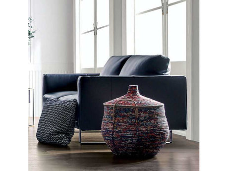 Mezzanotte Midnight Blue Real Italian Leather Loveseat - Ornate Home