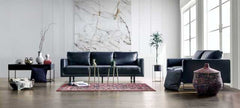 Mezzanotte Midnight Blue Real Italian Leather Loveseat - Ornate Home