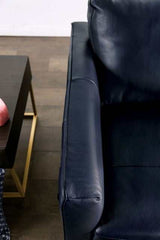 Mezzanotte Midnight Blue Real Italian Leather Sofa - Ornate Home