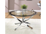 Mhitrillo Chrome Glass Top Coffee Table - Ornate Home