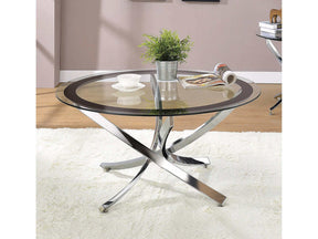 Mhitrillo Chrome Glass Top Coffee Table - Ornate Home