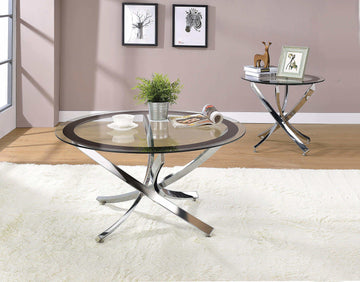 Mhitrillo Chrome Glass Top Coffee Table - Ornate Home