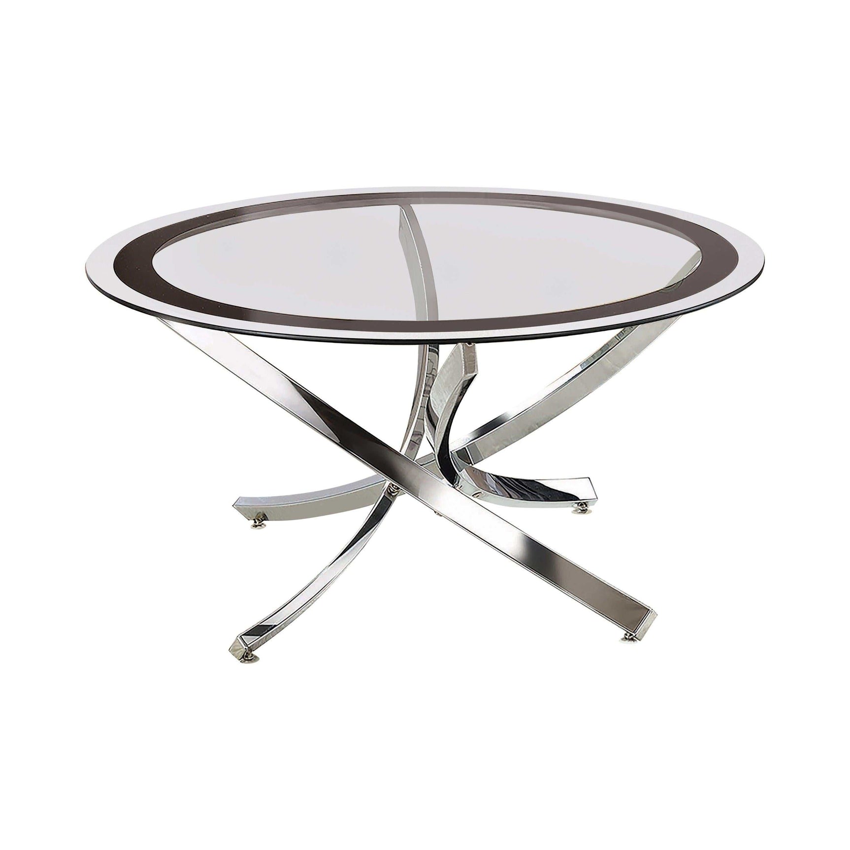Mhitrillo Chrome Glass Top Coffee Table - Ornate Home