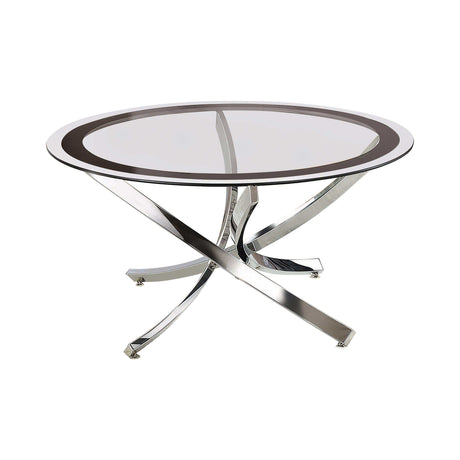 Mhitrillo Chrome Glass Top Coffee Table - Ornate Home