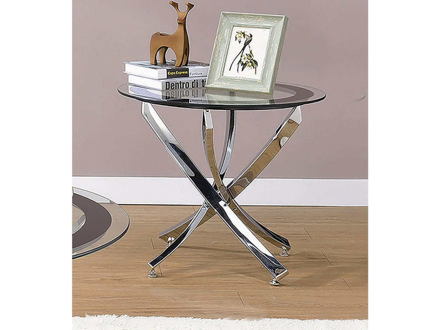 Mhitrillo Chrome Glass Top End Table - Ornate Home
