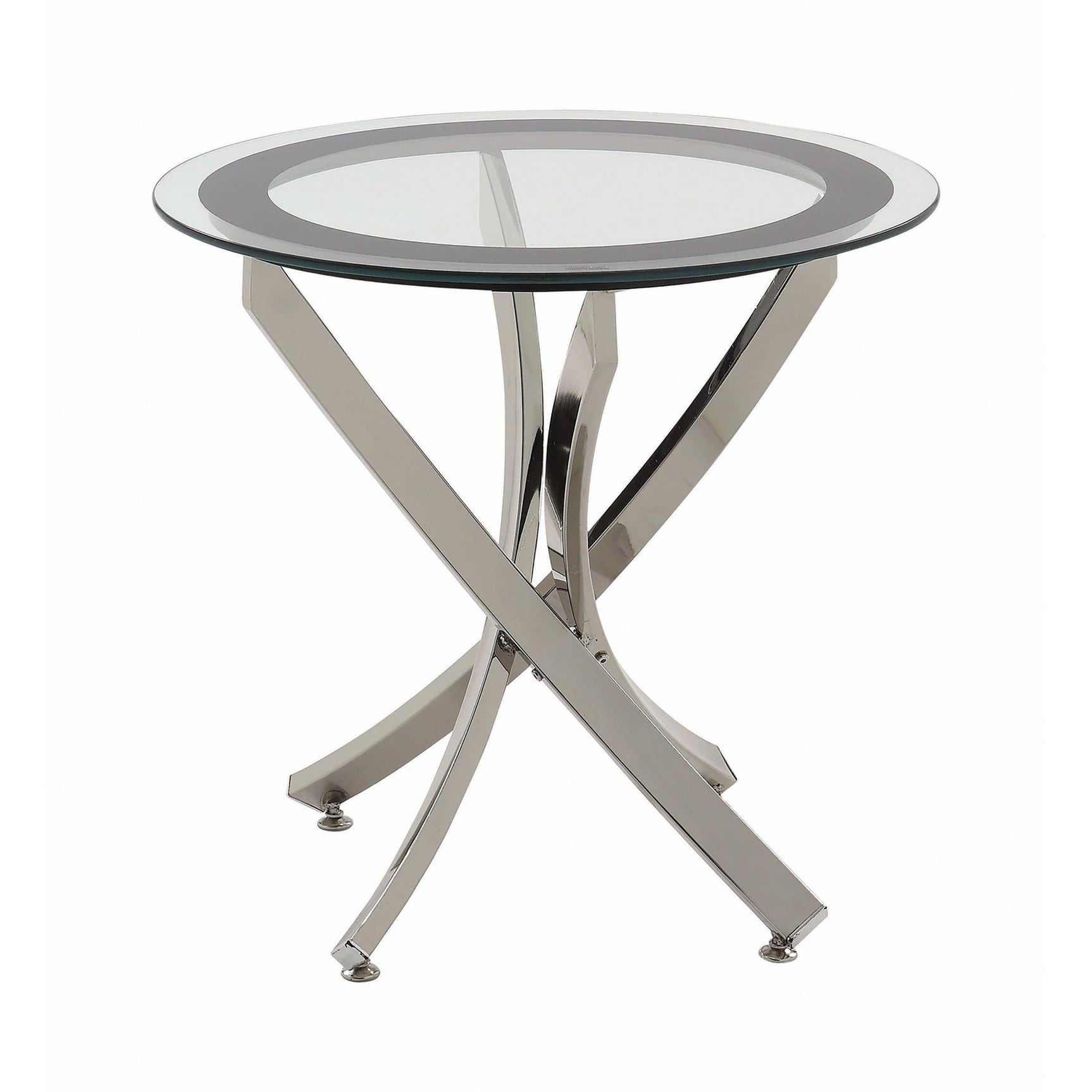 Mhitrillo Chrome Glass Top End Table - Ornate Home