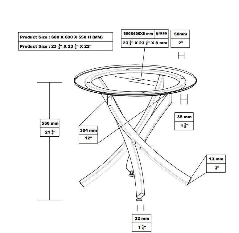Mhitrillo Chrome Glass Top End Table - Ornate Home