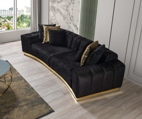 Michelle Black Velvet Curved Sectional - Ornate Home