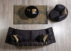 Michelle Black Velvet Curved Sectional - Ornate Home