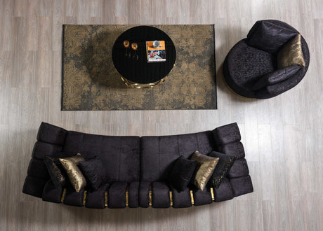 Michelle Black Velvet Curved Sectional - Ornate Home