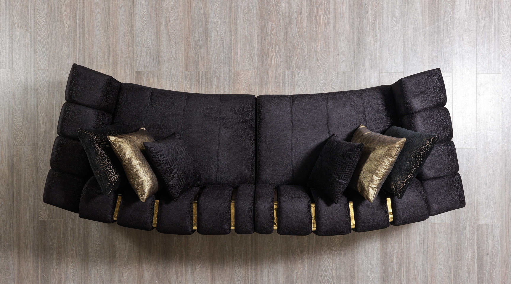 Michelle Black Velvet Curved Sectional - Ornate Home