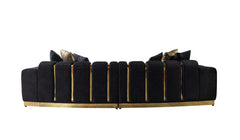 Michelle Black Velvet Curved Sectional - Ornate Home