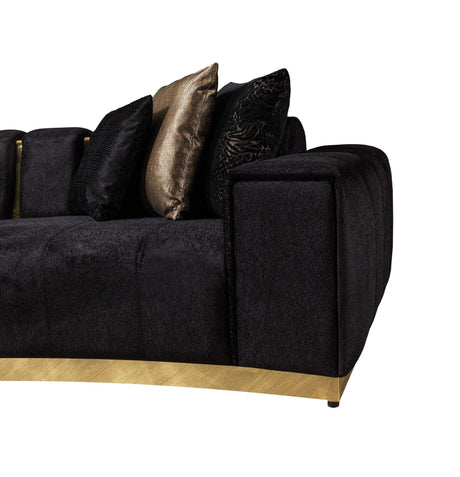 Michelle Black Velvet Curved Sectional - Ornate Home