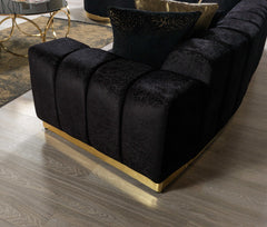Michelle Black Velvet Curved Sectional - Ornate Home
