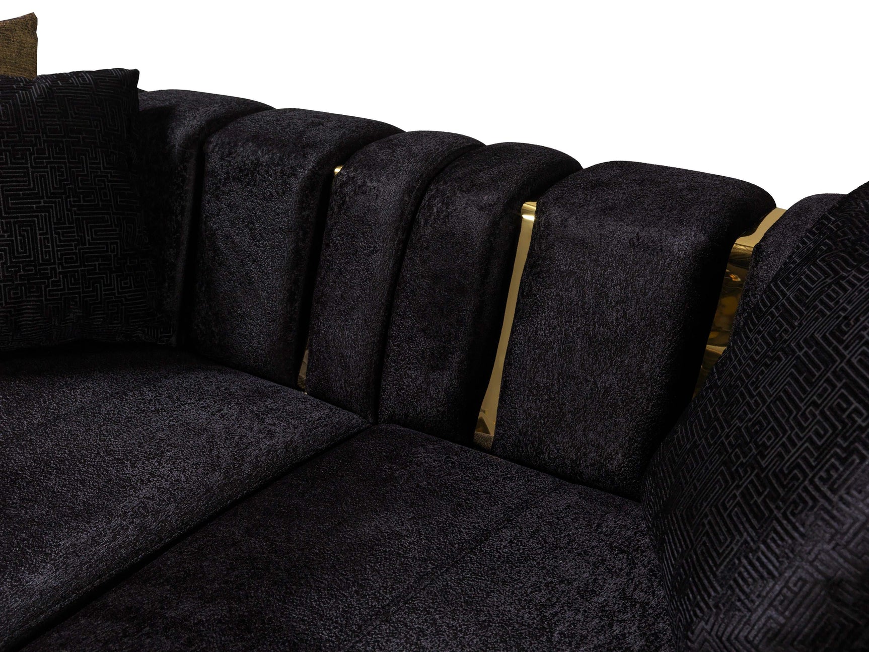 Michelle Black Velvet Curved Sectional - Ornate Home