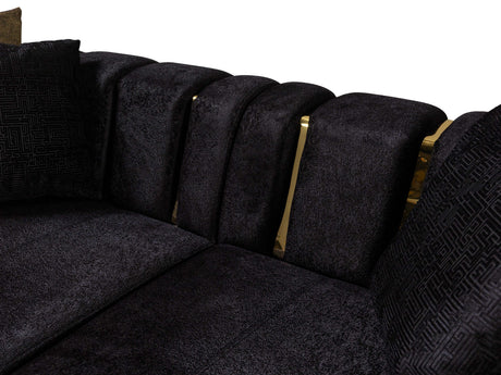 Michelle Black Velvet Curved Sectional - Ornate Home