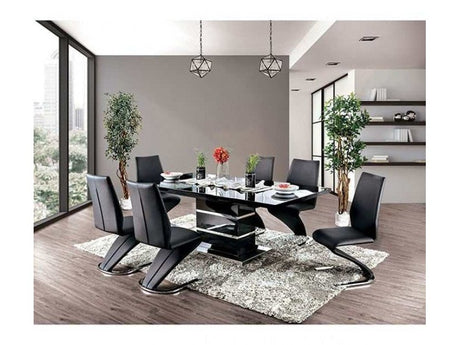 Midvale Black & Chrome Dining Room Set / 7pc - Ornate Home
