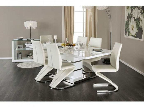 Midvale White & Chrome Dining Room Set / 7pc - Ornate Home