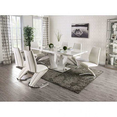 Midvale White & Chrome Dining Room Set / 7pc - Ornate Home