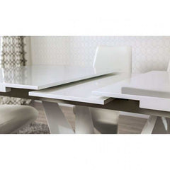 Midvale White & Chrome Dining Room Set / 7pc - Ornate Home