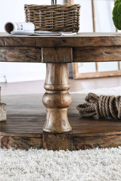 Mika Antique Oak Coffee Table w/ Cushion Top - Ornate Home