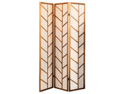 Mila Walnut & Linen 3pc Foldable Panel Screen - Ornate Home