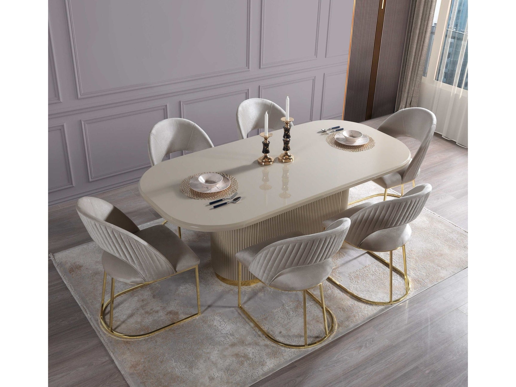Milena Ivory 7-Piece Dining Set - Ornate Home
