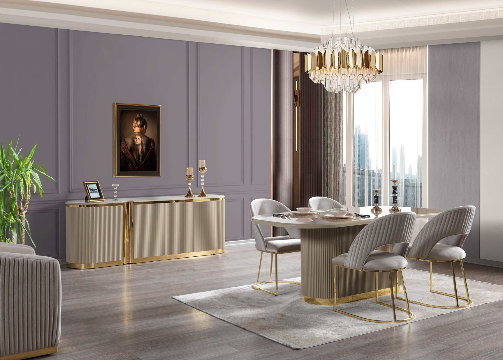 Milena Ivory 7-Piece Dining Set - Ornate Home