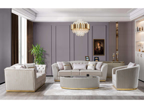 Milena Ivory Velvet Sofa & Loveseat - Ornate Home