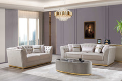 Milena Ivory Velvet Sofa & Loveseat - Ornate Home